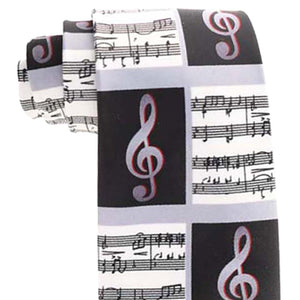 Vittorio Farina Musical Necktie by Classy Cufflinks - NH-MUS_MUSICAL NOTE_WHITE-BLACK-RED - Classy Cufflinks