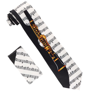 Vittorio Farina Musical Necktie by Classy Cufflinks - NH-MUS_SAXOPHONE_GRAY - Classy Cufflinks