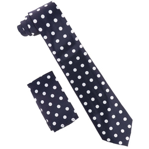 Vittorio Farina Polka Dot Necktie & Pocket Square by Classy Cufflinks - NH-PD_04_WHITE_NAVY - Classy Cufflinks