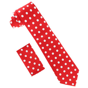 Vittorio Farina Polka Dot Necktie & Pocket Square by Classy Cufflinks - NH-PD_11_WHITE_RED - Classy Cufflinks