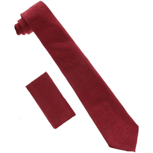 Vittorio Farina Solid Satin Paisley Necktie & Pocket Square by Classy Cufflinks