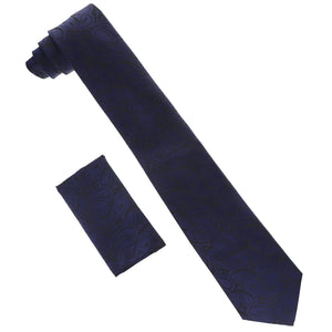 Vittorio Farina Solid Satin Paisley Necktie & Pocket Square by Classy Cufflinks