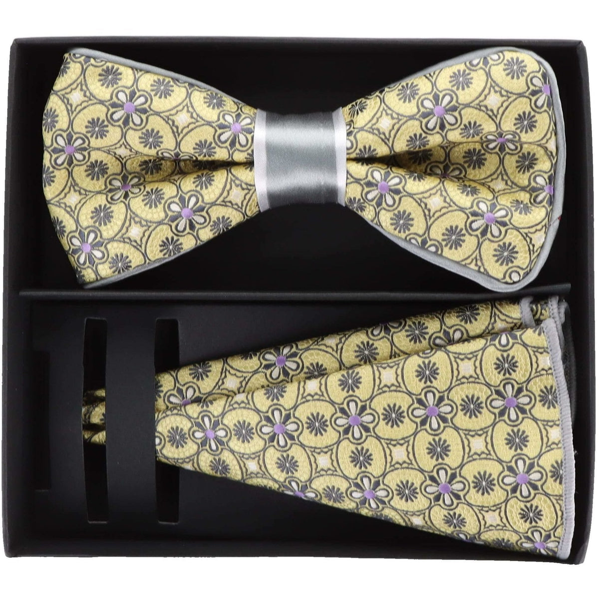 Vittorio Farina LIMITED EDITION Piping Bow Tie &amp; Round Pocket Square by Classy Cufflinks