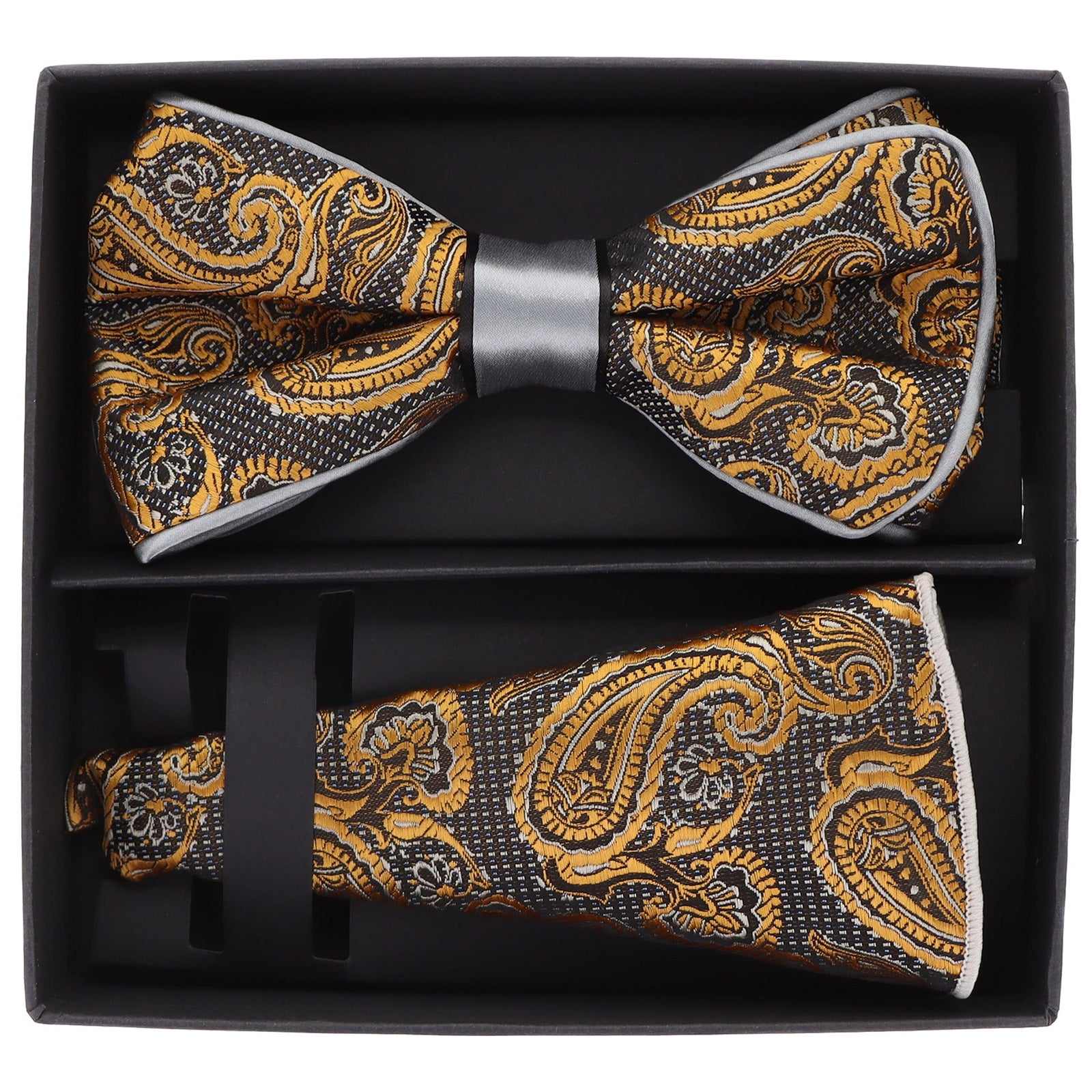 Vittorio Farina LIMITED EDITION Piping Bow Tie & Round Pocket Square by Classy Cufflinks - pbh-21010 - Classy Cufflinks