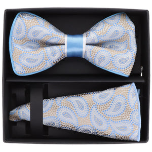 Vittorio Farina LIMITED EDITION Piping Bow Tie & Round Pocket Square by Classy Cufflinks - pbh-21011 - Classy Cufflinks