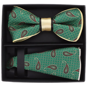 Vittorio Farina LIMITED EDITION Piping Bow Tie & Round Pocket Square by Classy Cufflinks - pbh-21013 - Classy Cufflinks