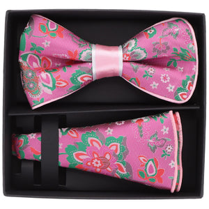 Vittorio Farina LIMITED EDITION Piping Bow Tie & Round Pocket Square by Classy Cufflinks - pbh-21014 - Classy Cufflinks