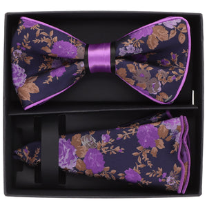 Vittorio Farina LIMITED EDITION Piping Bow Tie & Round Pocket Square by Classy Cufflinks - pbh-21015 - Classy Cufflinks