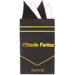 Vittorio Farina Pre-Folded Pocket Square (Two-Tone) by Classy Cufflinks - PS-PREFOLD_BLACK-WHITE - Classy Cufflinks