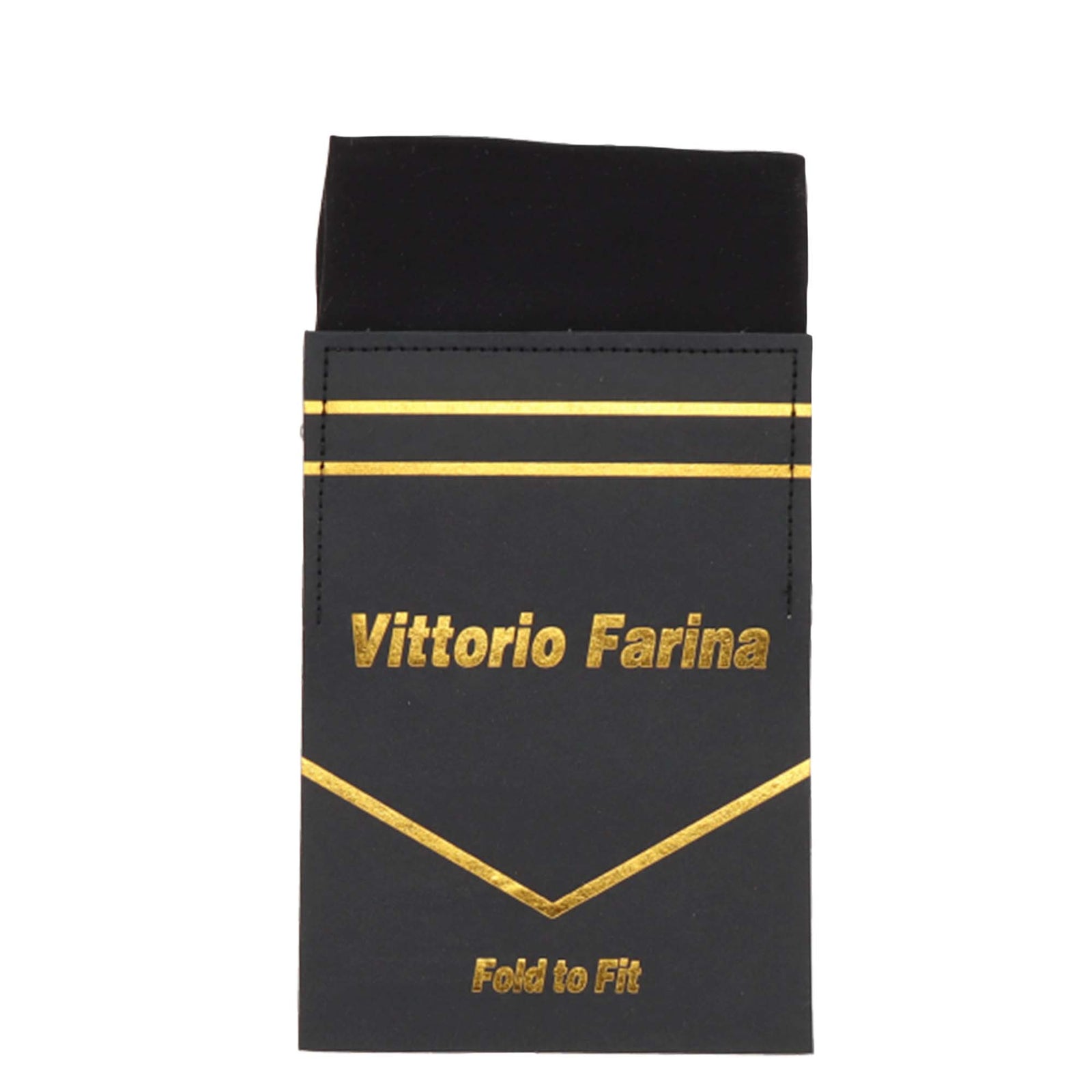 Vittorio Farina Pre-Folded Pocket Square (Flat) by Classy Cufflinks - PS-PREFOLD_FLAT-BLACK - Classy Cufflinks