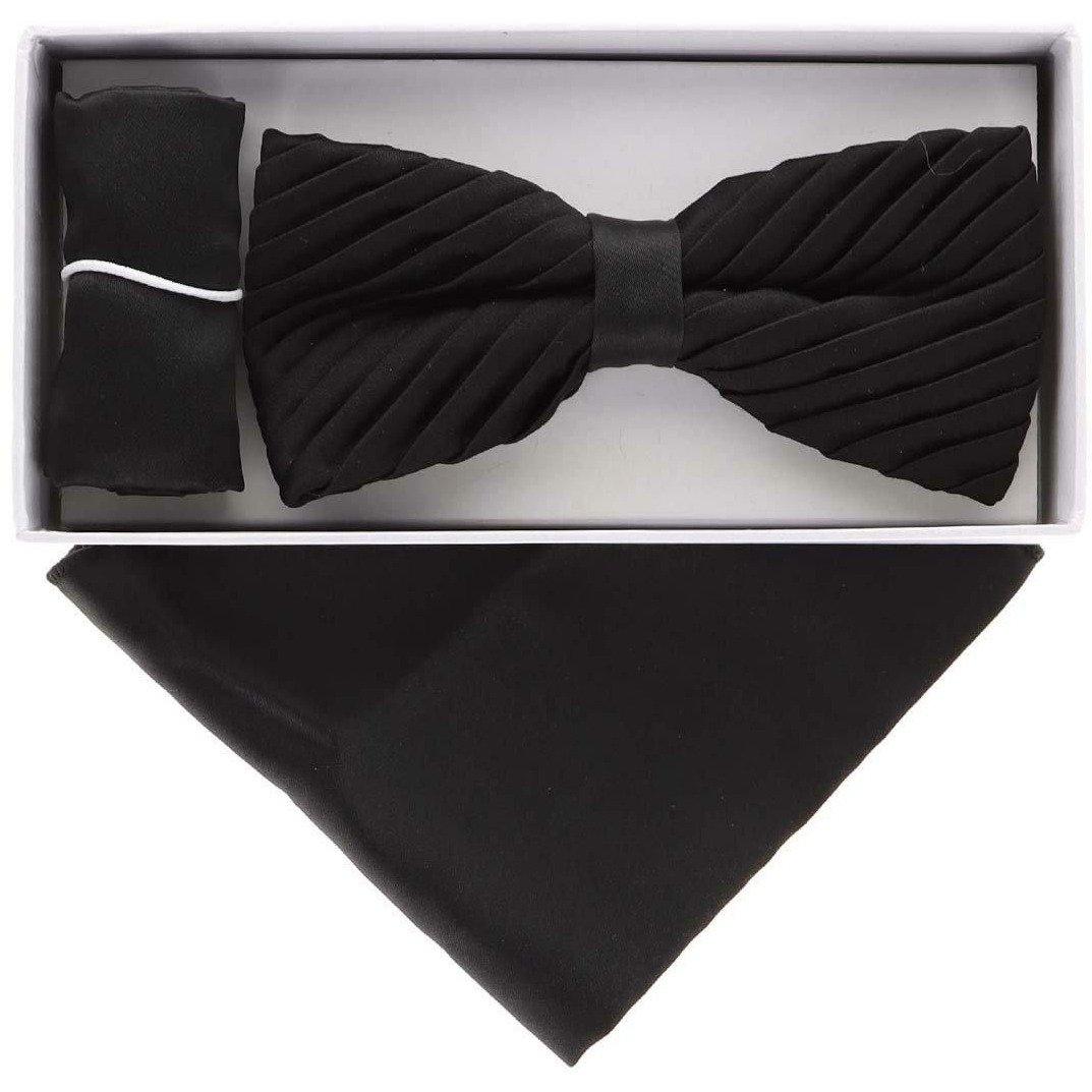 Vittorio Farina Pleated Bow Tie &amp; Pocket Square by Classy Cufflinks