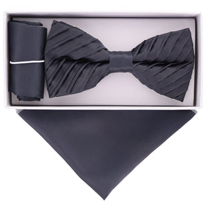 Vittorio Farina Pleated Bow Tie & Pocket Square by Classy Cufflinks - rbh-09 - Classy Cufflinks