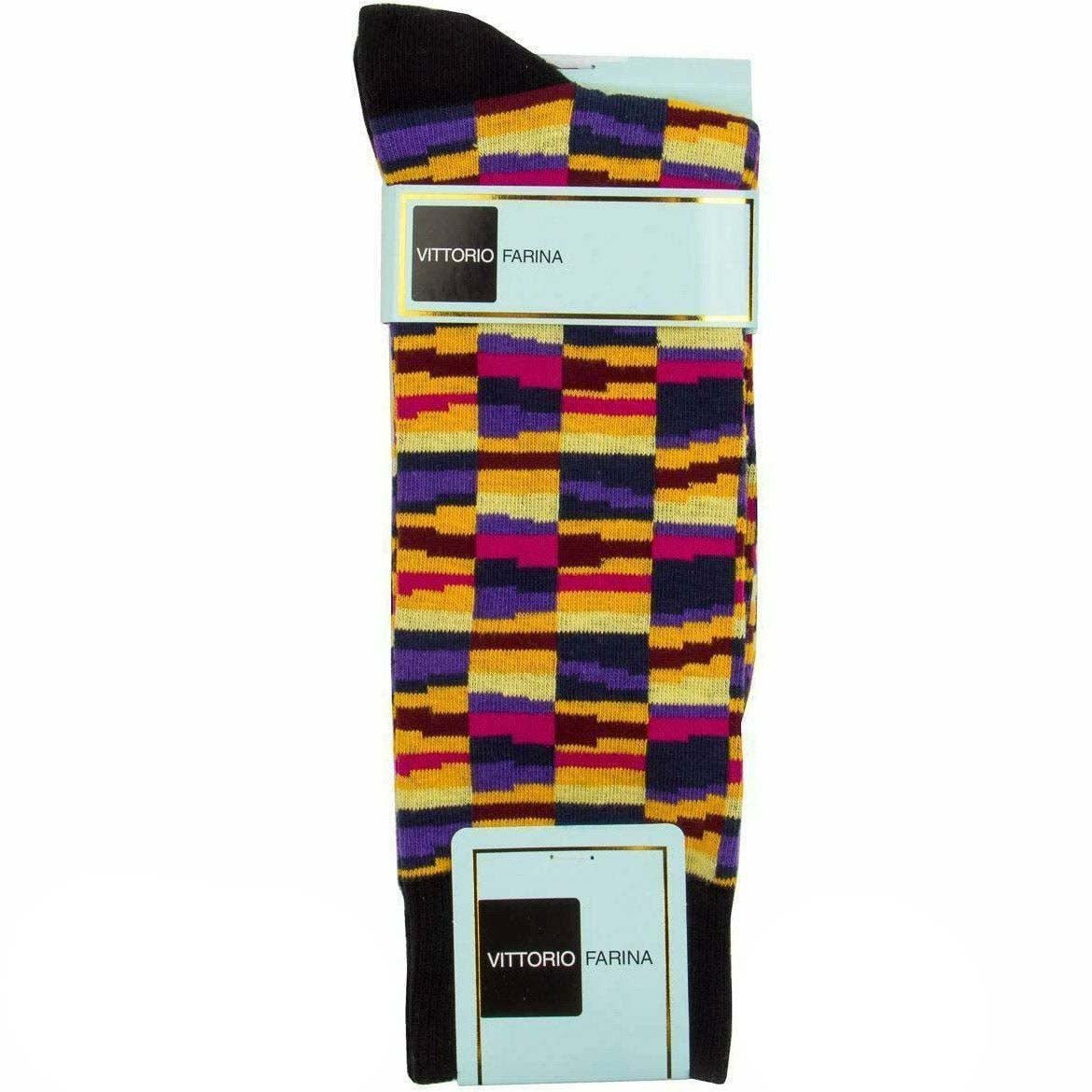 Vittorio Farina Men&#39;s Crazy Stripe Designer Dress Socks