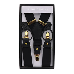 Vittorio Farina Men's Vibrant Colorful Convertible Suspender by Classy Cufflinks - SUSP-CONV-GC_BLACK - Classy Cufflinks