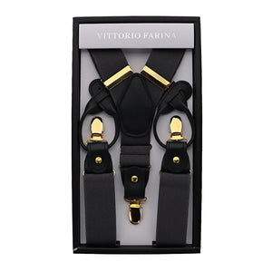 Vittorio Farina Men's Vibrant Colorful Convertible Suspender by Classy Cufflinks - SUSP_CONV_GC-CHARCOAL - Classy Cufflinks
