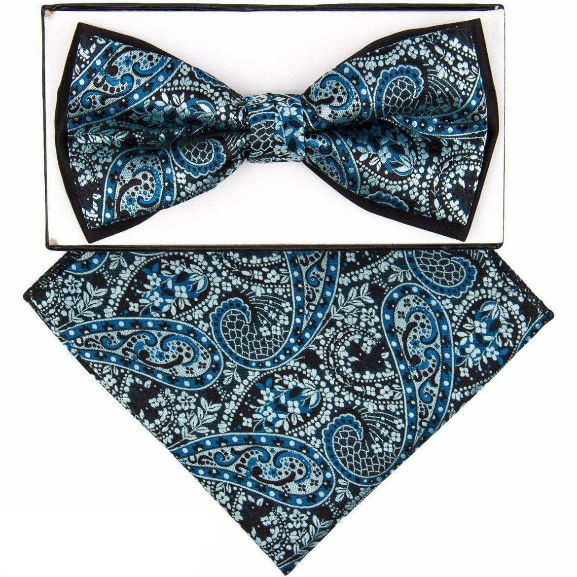 Vittorio Farina Two Tone Designer Bow Tie & Pocket Square