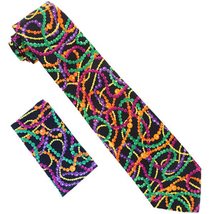 Vittorio Farina Mardi Gras Necktie & Handkerchief by Classy Cufflinks - TIE-MARDI#4 - Classy Cufflinks
