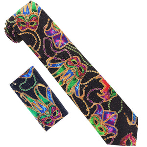 Vittorio Farina Mardi Gras Necktie & Handkerchief by Classy Cufflinks - TIE-MARDI#5 - Classy Cufflinks