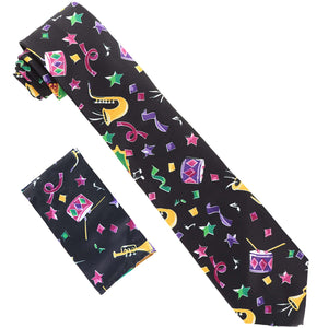 Vittorio Farina Mardi Gras Necktie & Handkerchief by Classy Cufflinks - TIE-MARDI#8 - Classy Cufflinks
