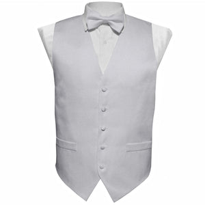 Vittorio Farina Solid Satin Vest Set (Black back) Var. 03 by Classy Cufflinks - vest_plain_BB_silver_XS - Classy Cufflinks