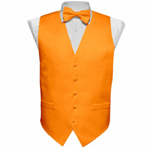 Vittorio Farina Solid Satin Vest Set (White back) Var. 02 by Classy Cufflinks - vest_plain_WB_orange_XS - Classy Cufflinks