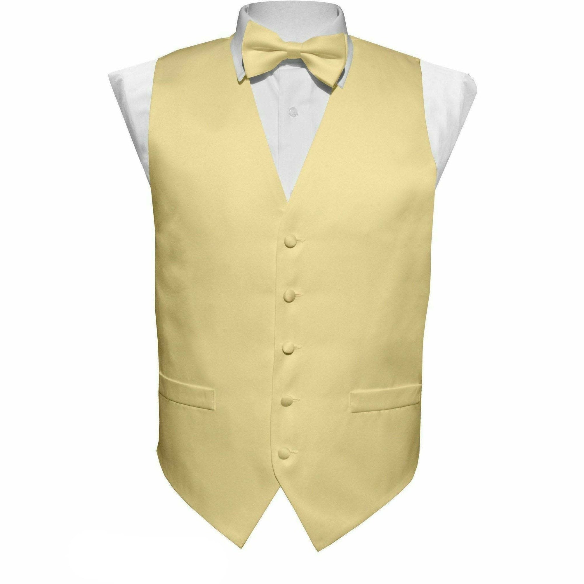 Vittorio Farina Solid Satin Vest Set (White Back) Var. 01 (Beige-Maize)