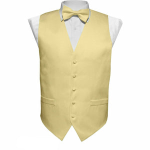 Vittorio Farina Solid Satin Vest Set (White Back) Var. 01 (Beige-Maize) by Classy Cufflinks