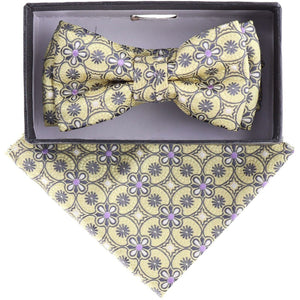 Vittorio Farina Boy's Designer Floral Print Print Bow Tie & Pocket Square by Classy Cufflinks