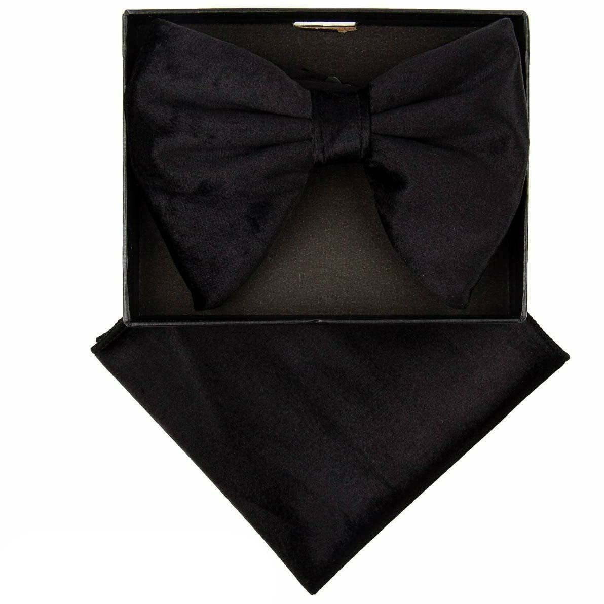 Vittorio Farina Velvet Edwardian Bow Tie &amp; Pocket Square